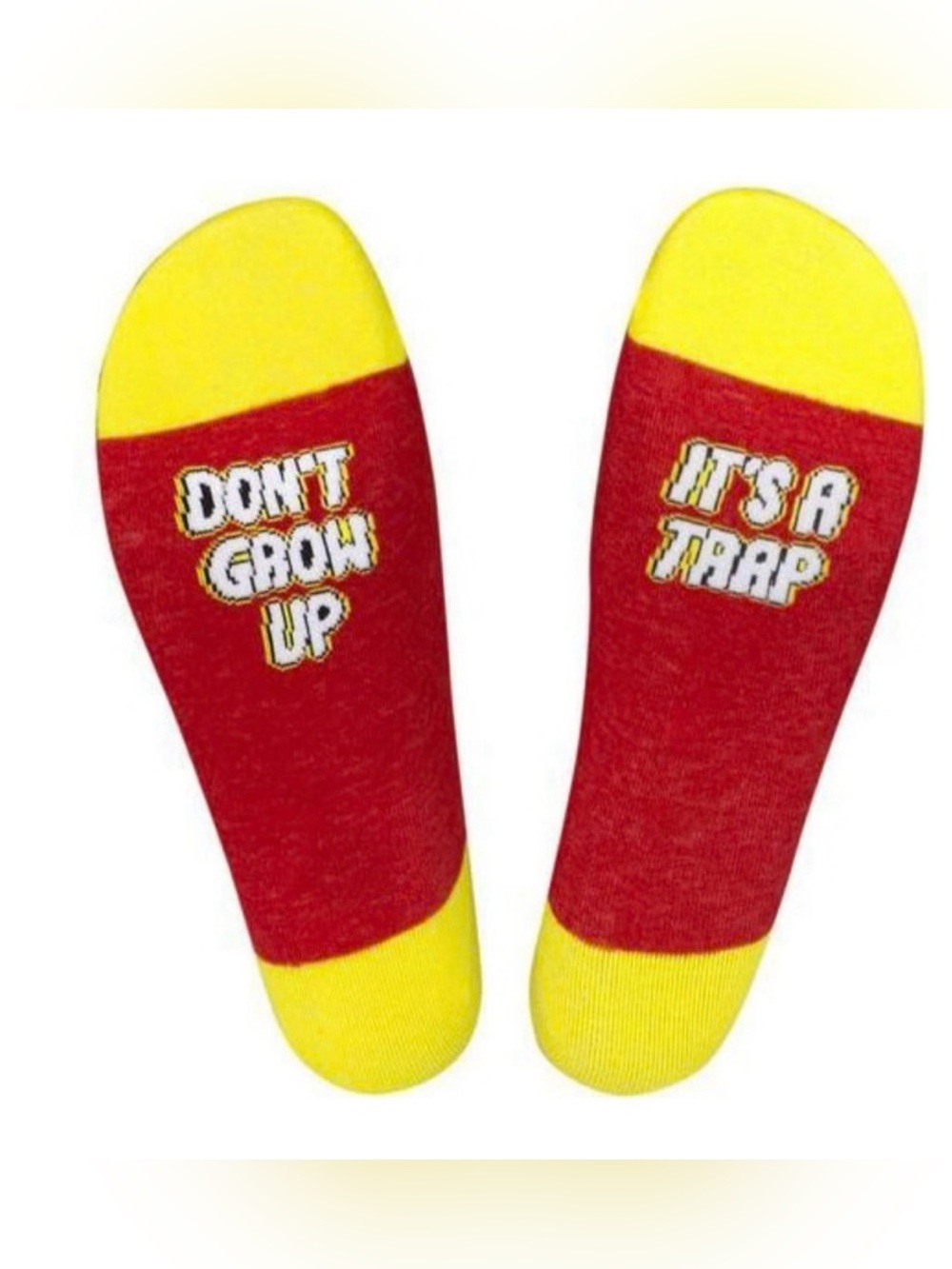 Don't Grow Up, It's a Trap Unisex Red and Yellow Crew Socks One Size